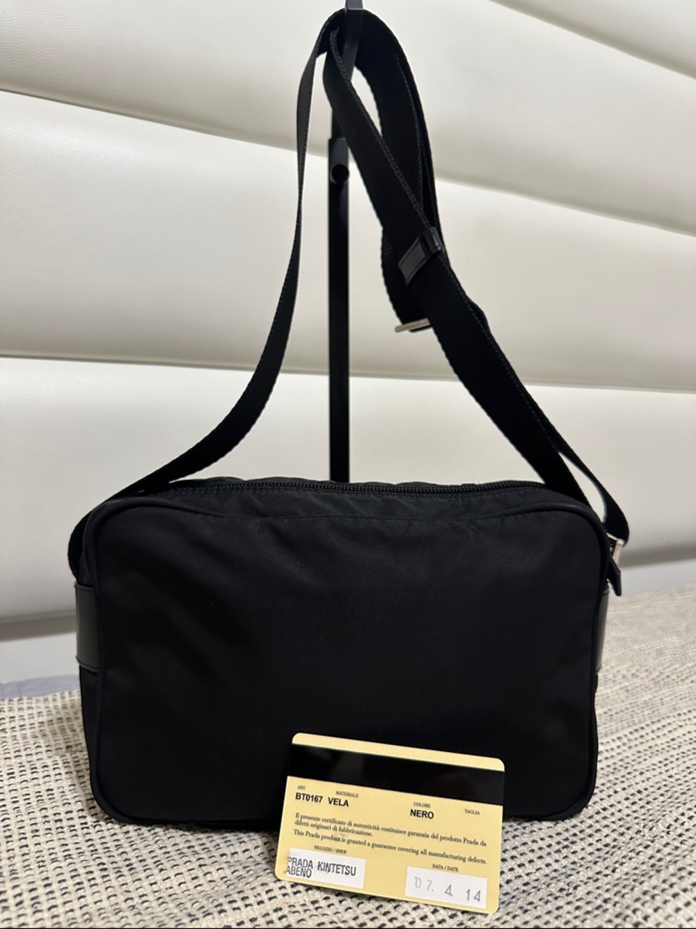Prada Black Nylon Messenger Bag with Logo Plaque - Picture 2 of 16